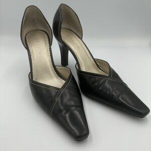 Unisa Pointed-Toe DOrsay Heels Women 9B Black Leather 3.5" Heel Witchy Steampunk